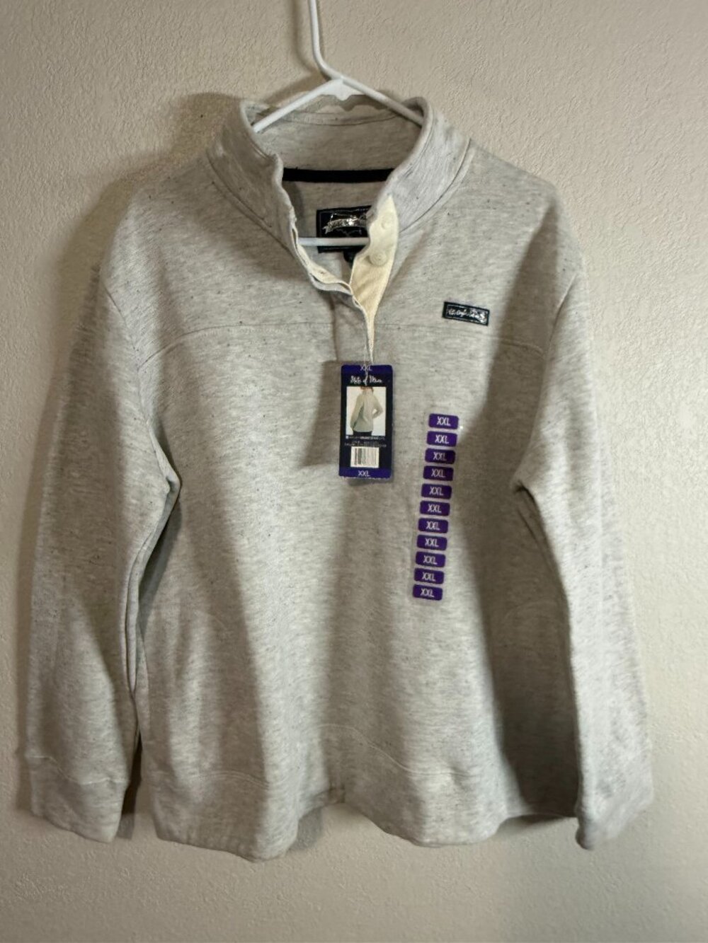 Womens State of Mine Light Grey Speckled Snap Mock Neck Sweatshirt XXL NWT